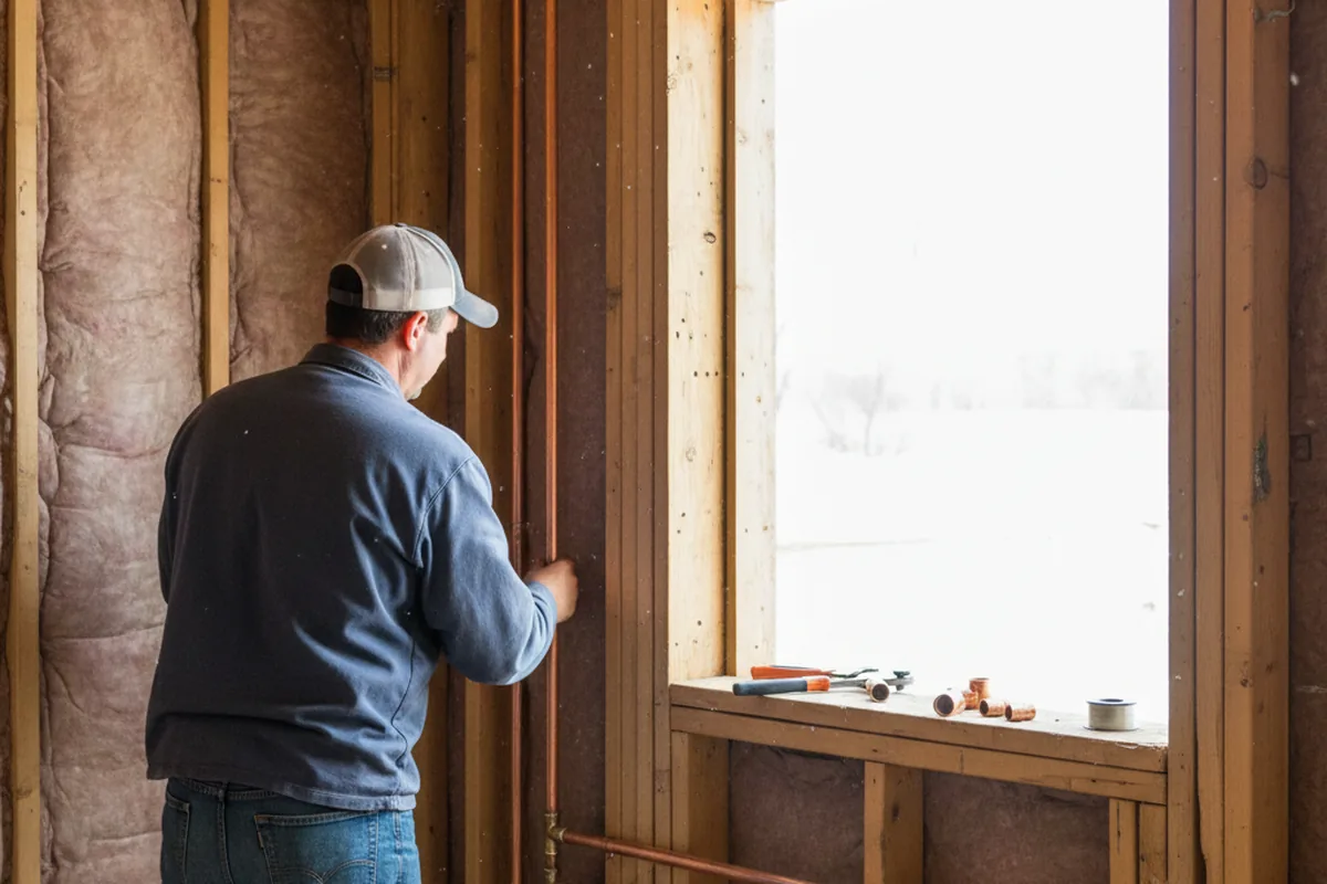 Licensed plumber running new copper supply lines in a Maysville home