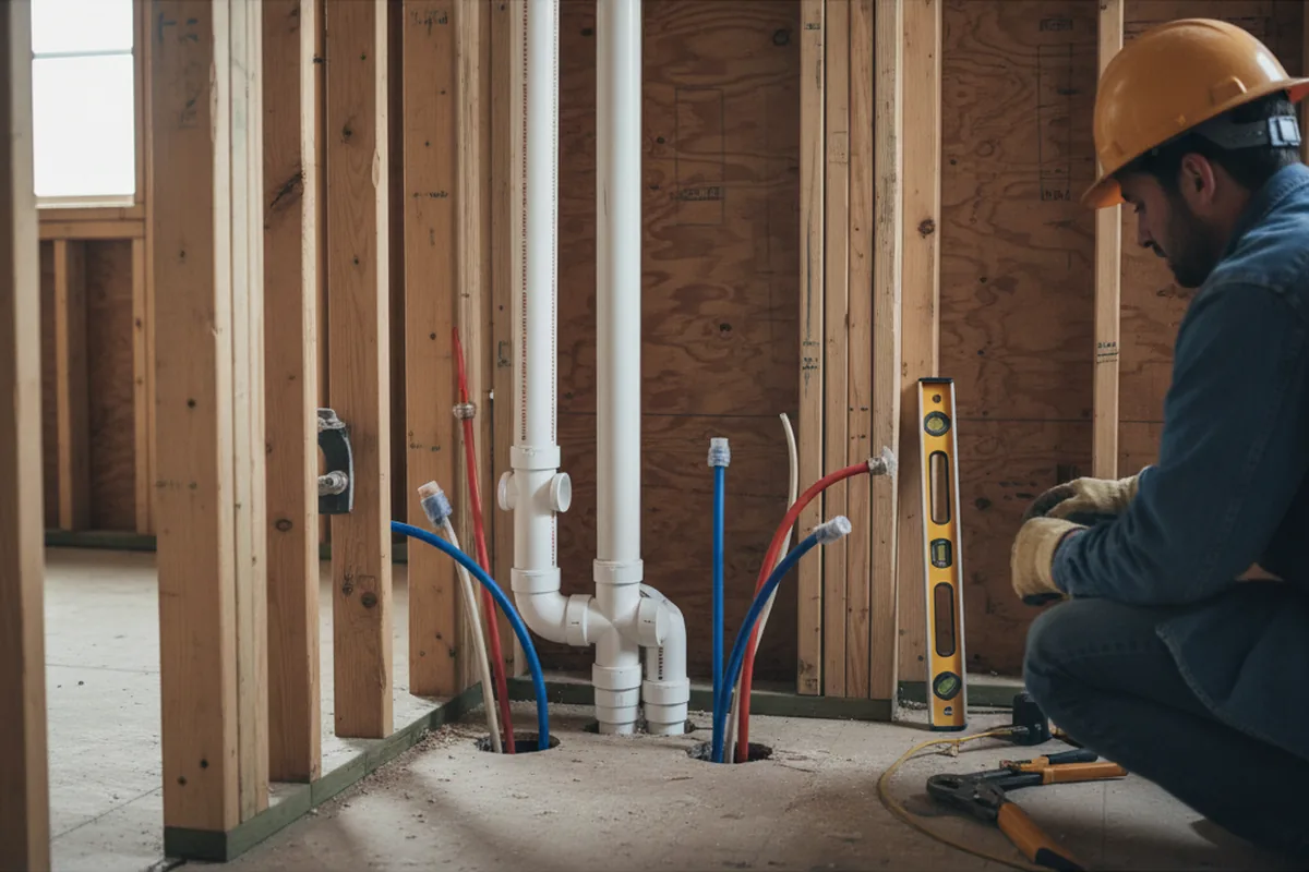 Drain and supply rough-in during Leak Detection in Maysville